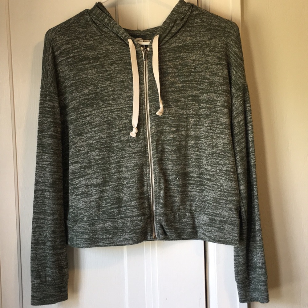 American Eagle Cropped Zip Up Sweatshirt